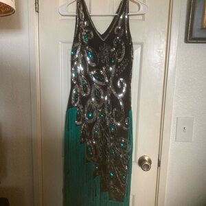 Size 6 peacock flapper dress